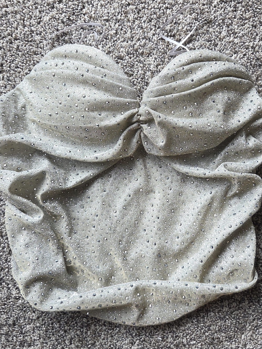 AKIRA Sparkling Champagne Rhinestone Bustier Top